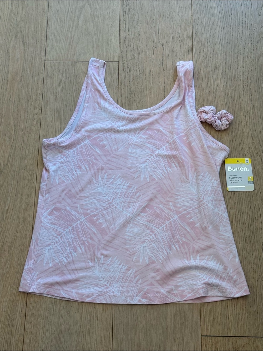 Bench Pink Palm Print Tank Top & Scrunchie Set Size M New Sleepwear Lounge